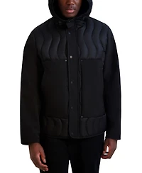 Karl Lagerfeld Men's Mixed Media Mid-Weight Puffer Jacket