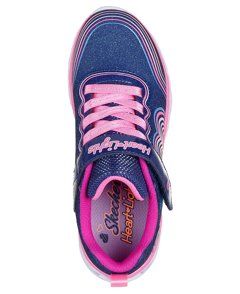 Skechers Little Girls Heart Lights-Retro Hearts Light-Up Fastening Strap Casual Sneakers from Finish Line
