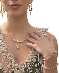 Sterling Forever Gold-Tone or Silver-Tone Drop Cultured Freshwater Pearl Sylvie Statement Hoops