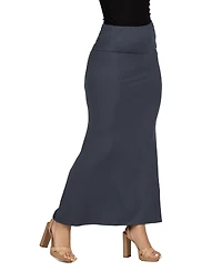 24seven Comfort Apparel Women's Comfortable Foldover Maxi Skirt