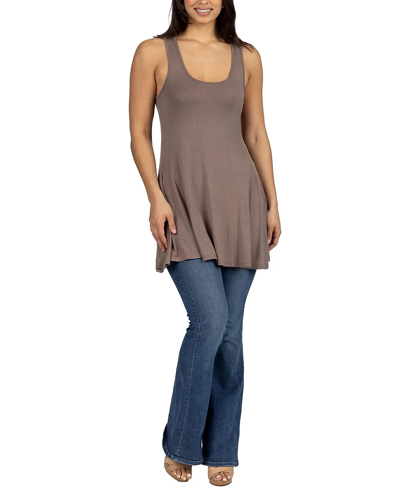 24seven Comfort Apparel Women's Scoop Neck Sleeveless Tunic Top