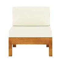 vidaXL Middle Sofa with Cream White Cushions Solid Acacia Wood