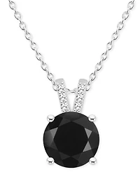 Labradorite & Diamond Accent 18" Pendant Necklace Sterling Silver (Also Onyx)