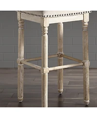 Simplie Fun Wood Upholstered Swivel Bar Stools, Set of 2, Tan