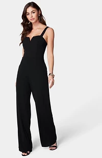 Bebe Women's Scuba Crepe Jumpsuit With Strap