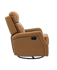 Hulala Home Beatriz 28.74" Wide Genuine Leather Swivel Rocker Recliner