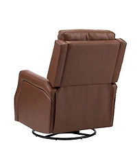 Hulala Home Beatriz 28.74" Wide Genuine Leather Swivel Rocker Recliner