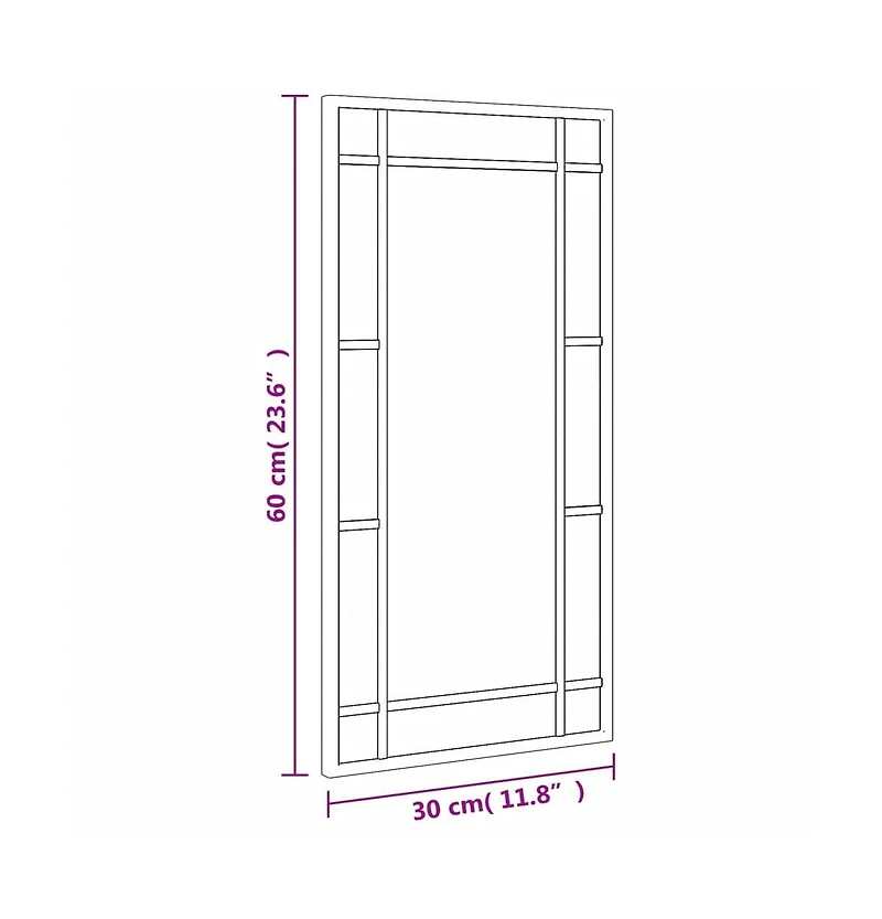 vidaXL Wall Mirror Black 11.8"x23.6" Rectangle Iron