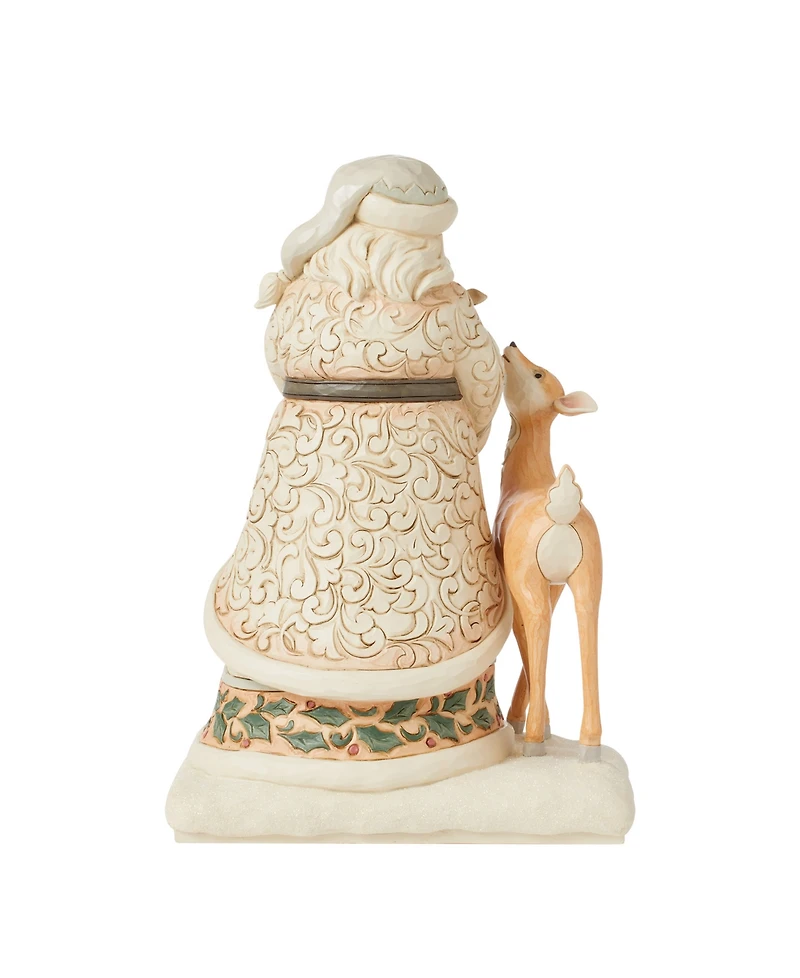 Jim Shore White Woodland Santa Holding Fawn Figurine