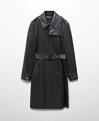 Mango Women's Leather-Effect Trench Coat