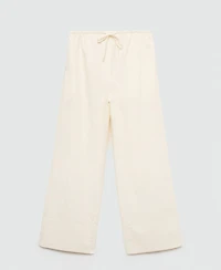 Mango Women's Cotton Wide Leg Trousers