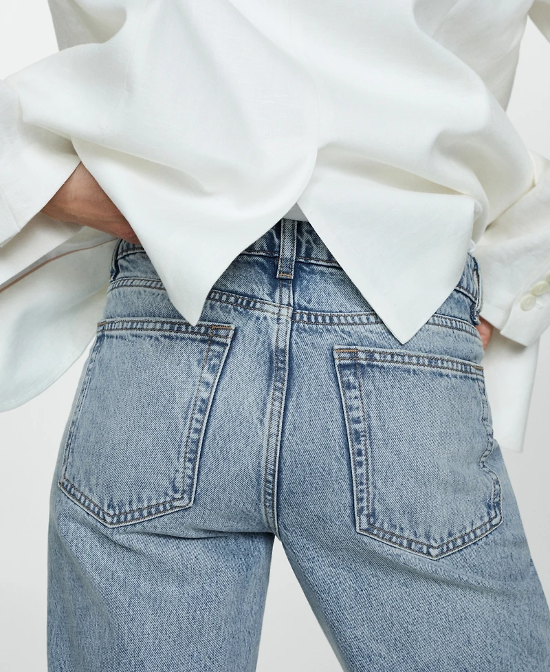 Mango Women's Straight-Fit Cropped Jeans