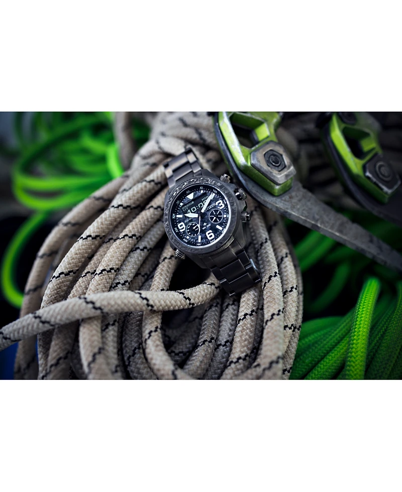 Citizen Eco-Drive Men's Chronograph Promaster Land Gray-Tone Stainless Steel Bracelet Watch 44mm