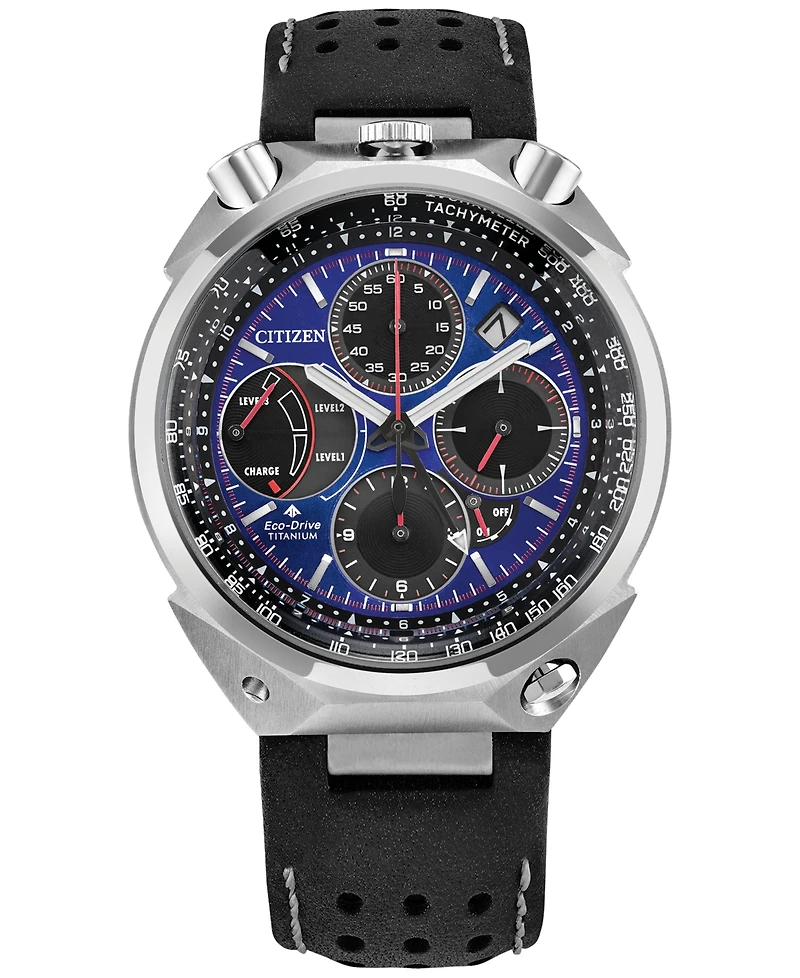 Citizen Eco-Drive Men's Chronograph Promaster Limited Edition Tsuno Racer Black Leather Strap Watch 43mm