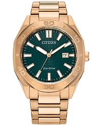 Citizen Eco-Drive Men's Weekender Sport Rose Gold-Tone Stainless Steel Bracelet Watch 41mm