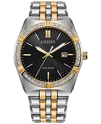 Citizen Eco-Drive Men's Corso Diamond (1/10 ct. t.w.) Two-Tone Stainless Steel Bracelet Watch 40mm