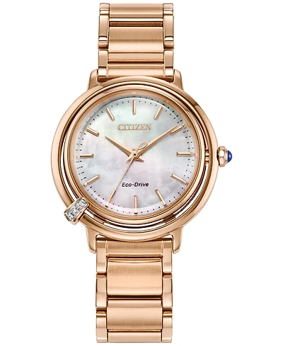Citizen Eco-Drive Women's L Arcly Diamond Accent Rose Gold-Tone Stainless Steel Bracelet Watch 31mm