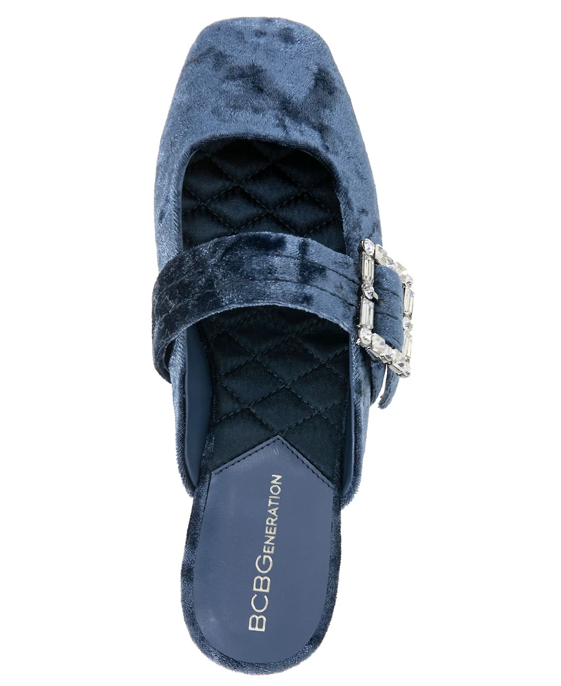 BCBGeneration Women's Hope Square Toe Buckle Slide Flat Mules