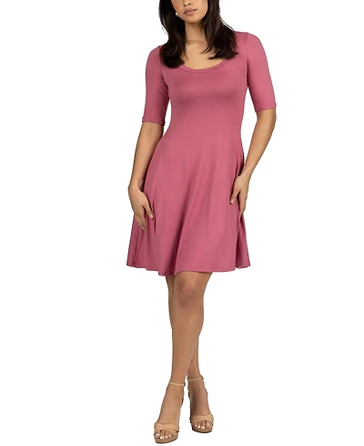 Women's A-Line Dress with Elbow Length Sleeves