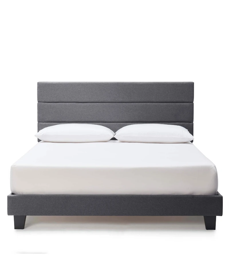 Clara Clark Horizontal Channel Upholstered Platform Bed - King - Navy