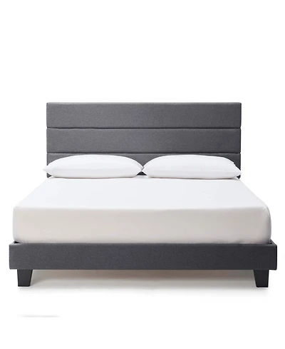 Clara Clark Horizontal Channel Upholstered Platform Bed - King - Navy