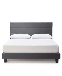 Clara Clark Horizontal Channel Upholstered Platform Bed - King - Navy