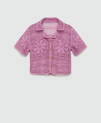 Mango Women's Flowers Detail Crochet Shirt