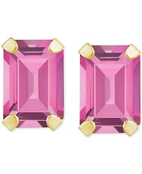 Pink Topaz Emerald-Cut Solitaire Stud Earrings (1-3/8 ct. t.w.) 10k Gold