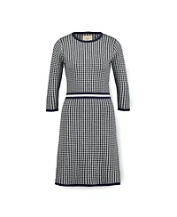 Hope & Henry Women's Organic Cotton 3/4 Sleeve Fit and Flare Sweater Dress