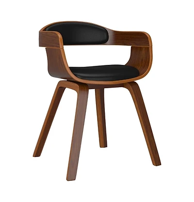 Dining Chair Black Bentwood and Faux Leather