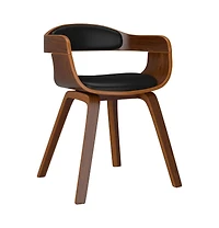 Dining Chair Black Bentwood and Faux Leather