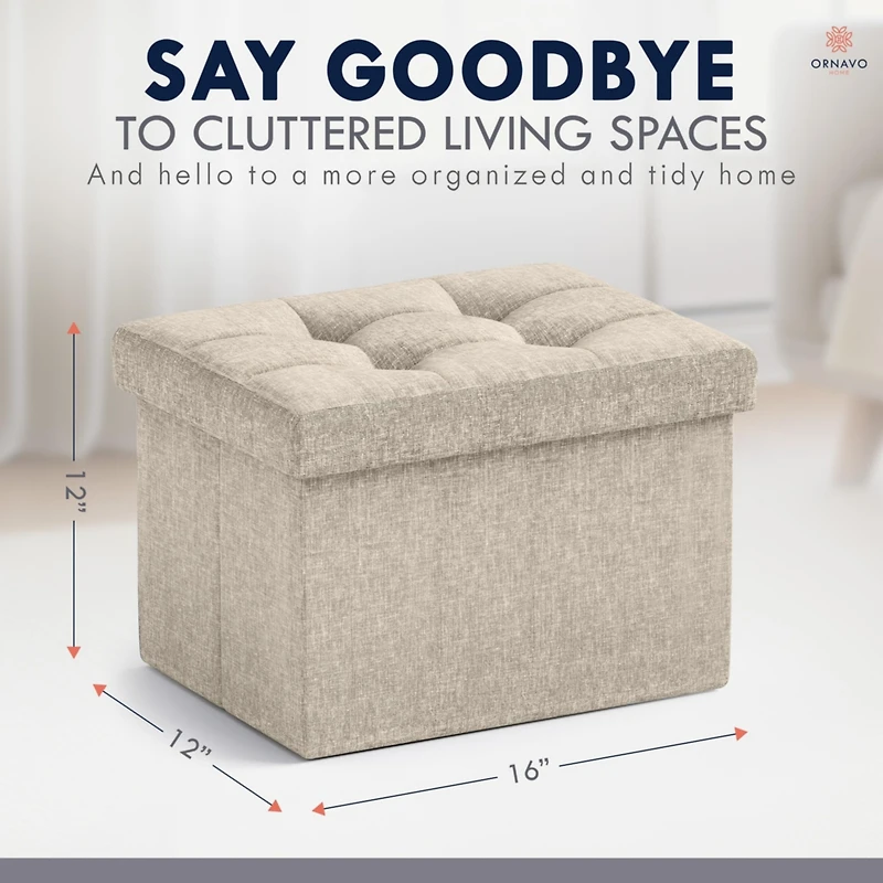 Collapsible Small Rectangle Footrest Storage Ottoman - 12 x 16