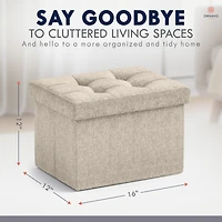 Collapsible Small Rectangle Footrest Storage Ottoman - 12 x 16