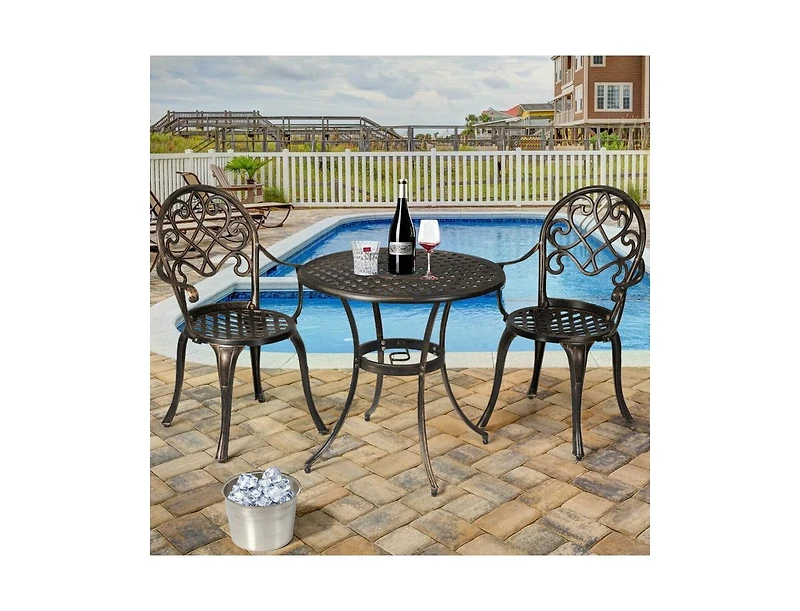 Slickblue 3 Pieces Outdoor Set Patio Bistro with Attached Removable Ice Bucket