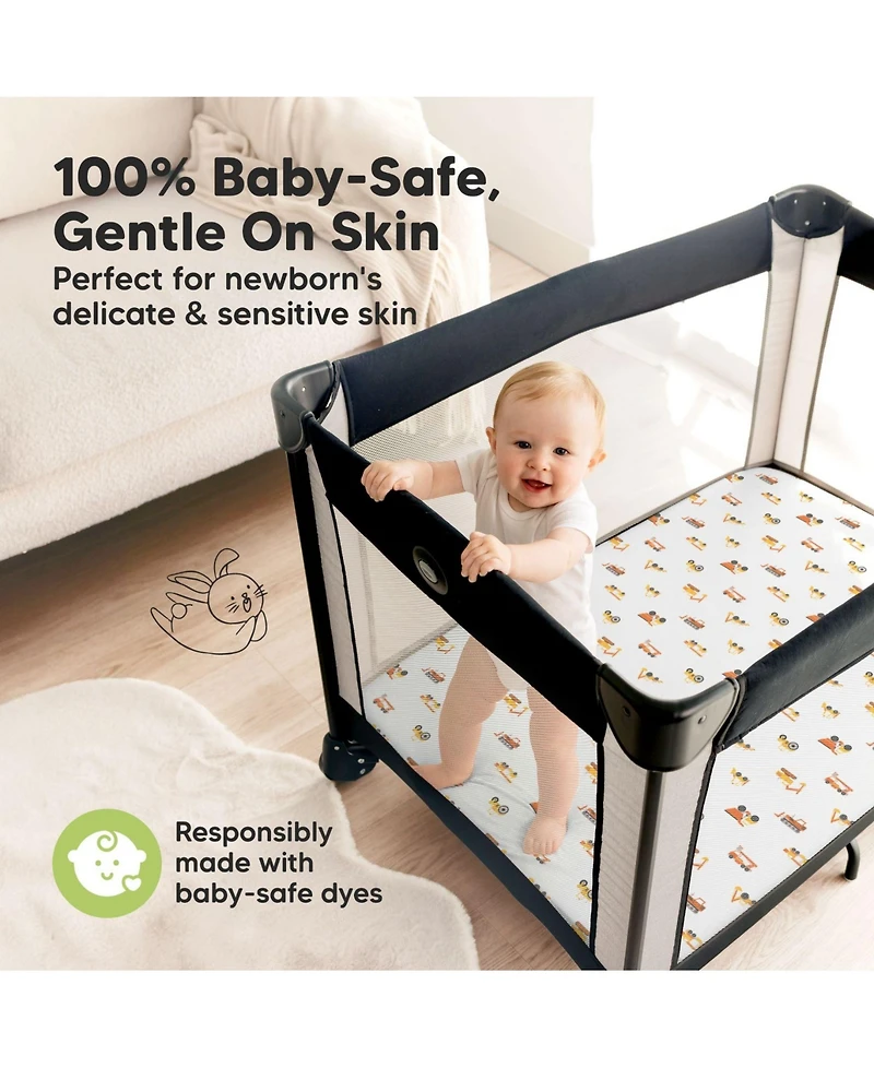 KeaBabies 2-Pack Mini Crib Sheets, Pack and Play Sheets Fitted, N Organic Fitted Sheet Cover