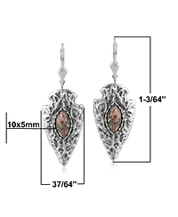 American West Jewelry Fritz Casuse Sterling Silver Arrowhead and Leopard Jasper Gemstone Lever Back Earrings
