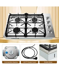 Sugift 30 Inch Gas Cooktop with 4 Powerful Burners and Abs Knobs