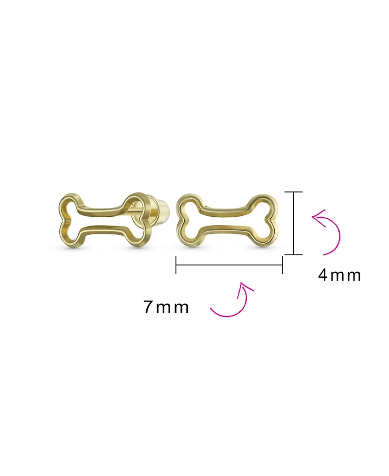 Bling Jewelry Tiny Mini Bff Animal Lover Pet Dog Bone Stud Earrings Cartilage Ear Lobe 10K Yellow Gold Screw back