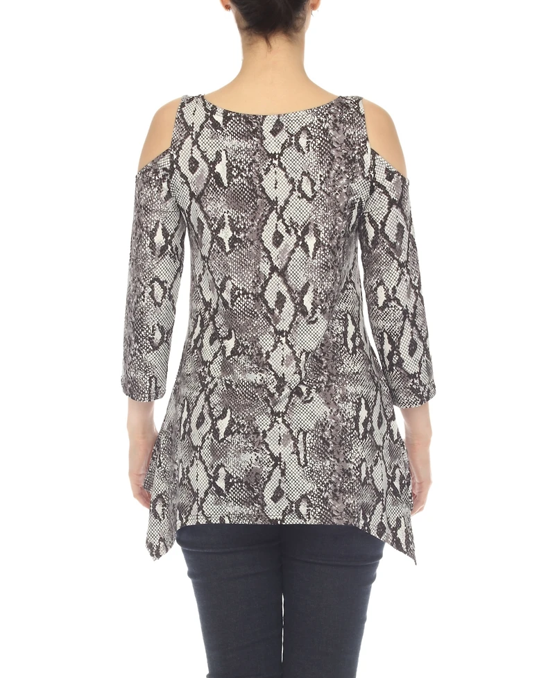 White Mark Maternity Snake Print Cold Shoulder Tunic