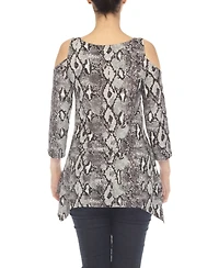 White Mark Maternity Snake Print Cold Shoulder Tunic