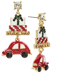 Holiday Lane Gold-Tone Presents & Car Drop Earrings, Created for Macy's