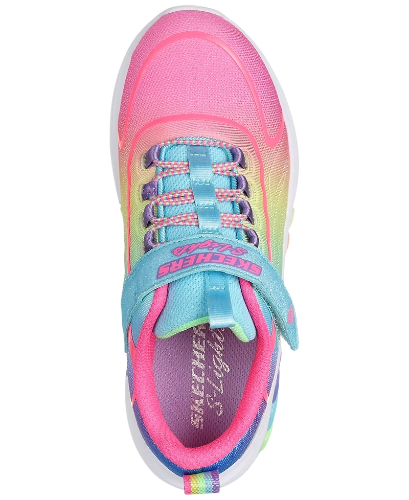 Skechers Little Girls Rainbow Cruisers Light-Up Fastening Strap Casual Sneakers from Finish Line