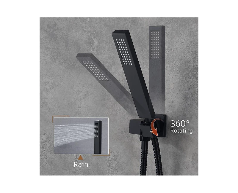 Casainc 22 Inch Luxury Waterfall Shower System Valve Kit with Handheld Spray