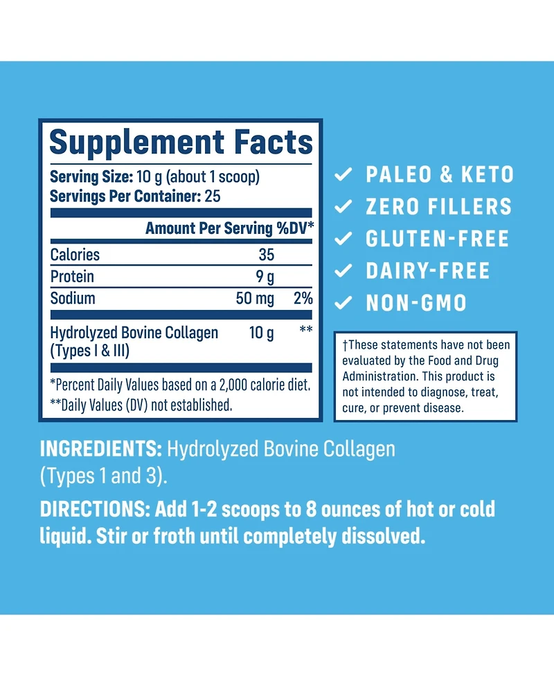 NativePath Collagen Peptides - Hydrolyzed Type 1 & 3 Collagen Powder for Skin, Hair, Nails - 8.8 oz (25 Servings)