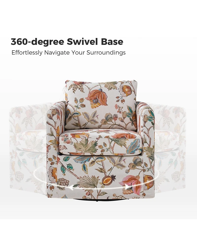 Modern Fabian Slipcovered Swivel Chair with Removable Slipcover