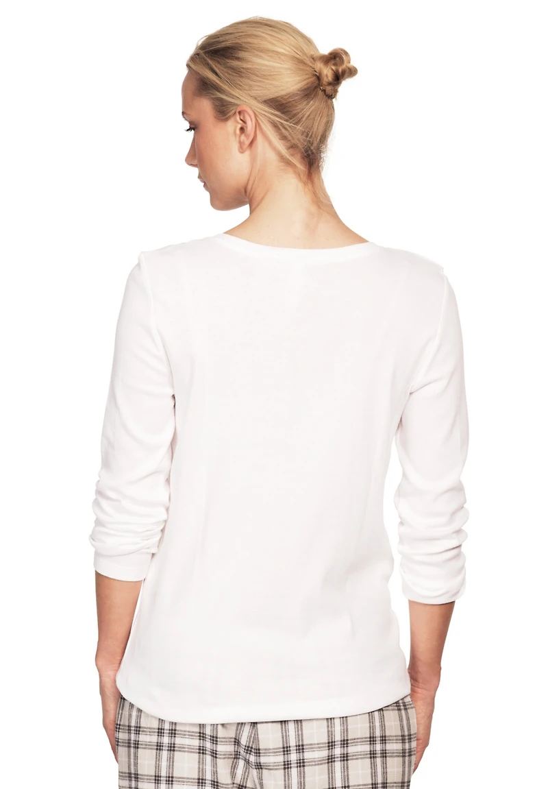 ellos Women's Plus Long Sleeve Henley Sleep Tee