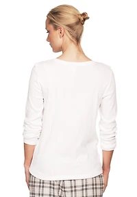 ellos Women's Plus Long Sleeve Henley Sleep Tee
