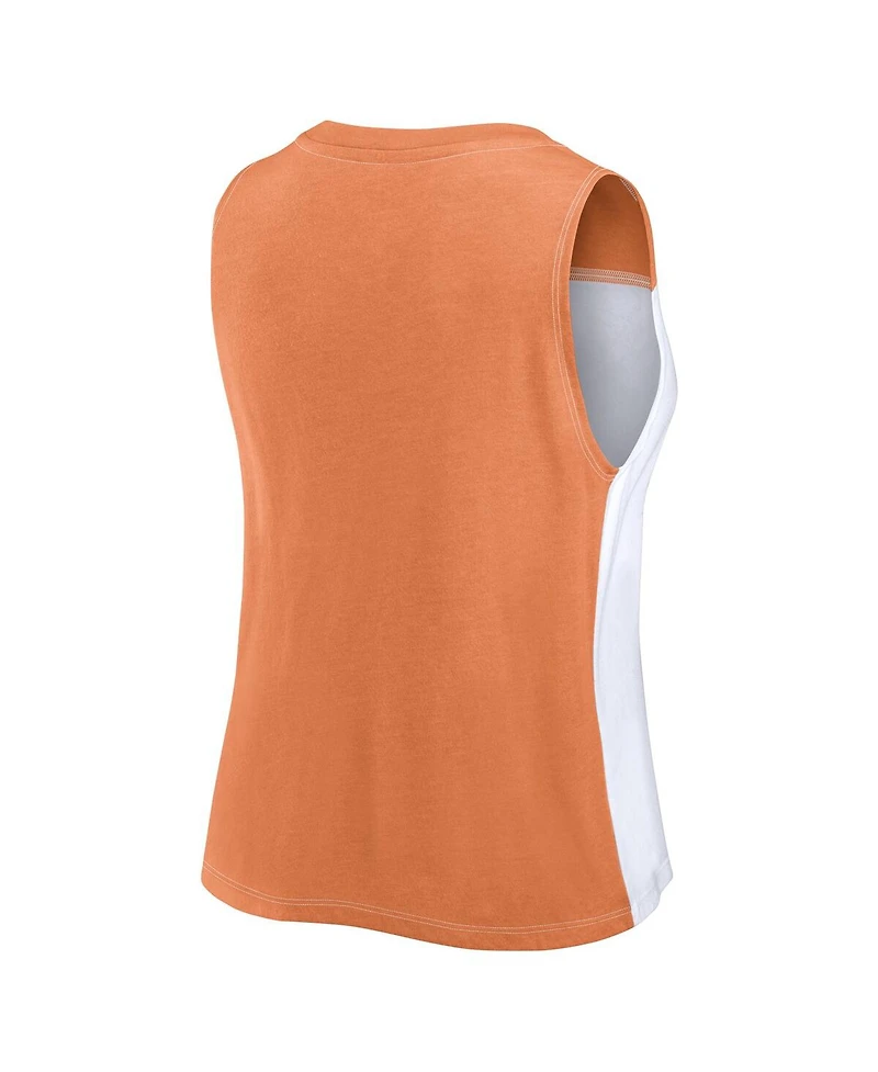Fanatics Women's Texas Orange/White Longhorns Colorblock High Neck Tank Top