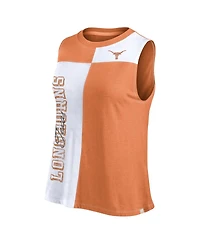 Fanatics Women's Texas Orange/White Longhorns Colorblock High Neck Tank Top