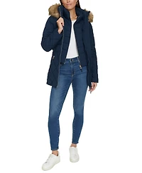 Tommy Hilfiger Women's Bibbed Faux-Fur-Trim Hooded Puffer Coat, Created for Macy's